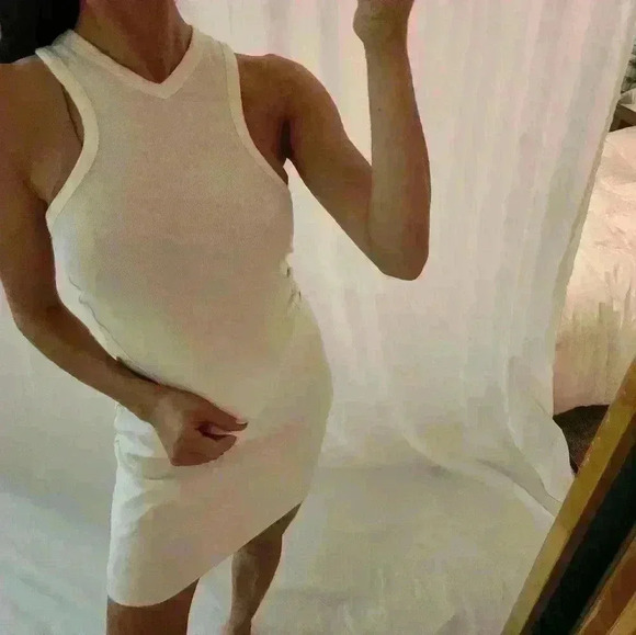 FREE PEOPLE off white tank top Halter knit Rib summer running yoga we the free - Picture 2 of 8